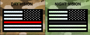THIN RED LINE REVERSE USA REFLECTIVE SOLAS ON BLACK VELCRO PATCH